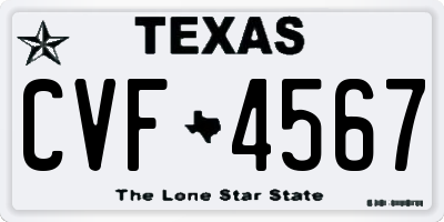 TX license plate CVF4567