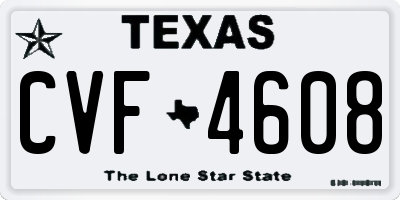 TX license plate CVF4608
