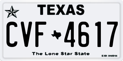 TX license plate CVF4617