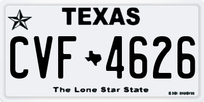 TX license plate CVF4626