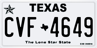 TX license plate CVF4649