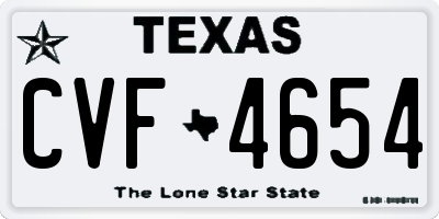 TX license plate CVF4654
