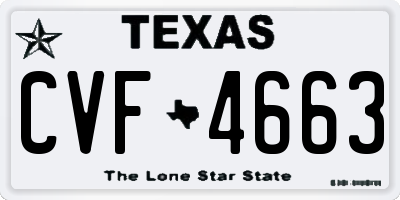 TX license plate CVF4663
