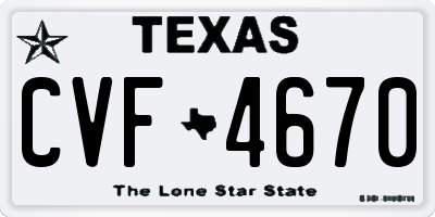 TX license plate CVF4670