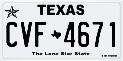 TX license plate CVF4671