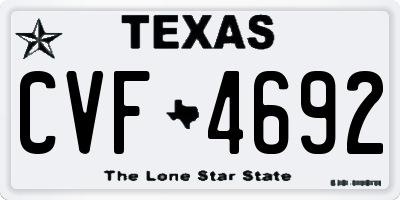 TX license plate CVF4692