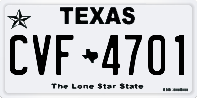 TX license plate CVF4701
