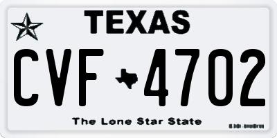 TX license plate CVF4702