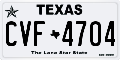 TX license plate CVF4704