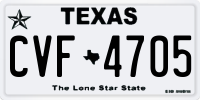 TX license plate CVF4705
