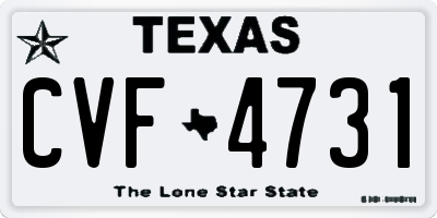 TX license plate CVF4731