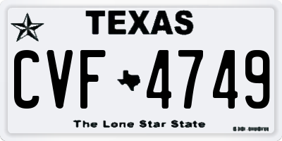 TX license plate CVF4749