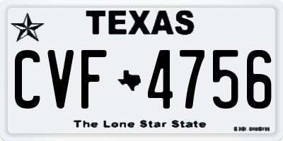 TX license plate CVF4756