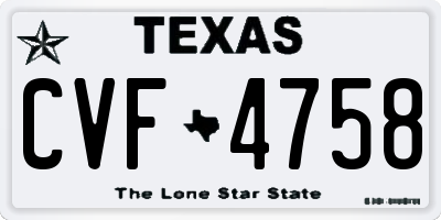 TX license plate CVF4758