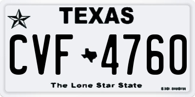 TX license plate CVF4760