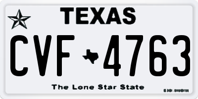 TX license plate CVF4763