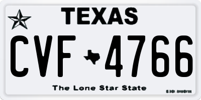 TX license plate CVF4766