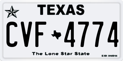 TX license plate CVF4774