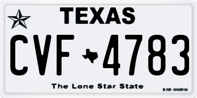 TX license plate CVF4783