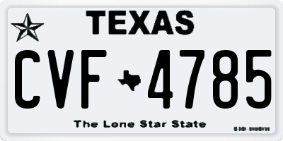 TX license plate CVF4785