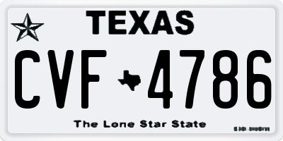 TX license plate CVF4786