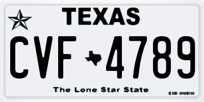 TX license plate CVF4789