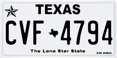 TX license plate CVF4794