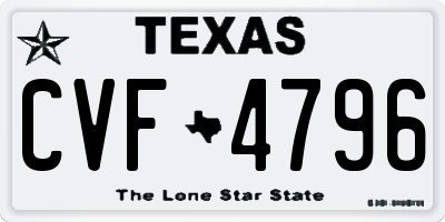 TX license plate CVF4796