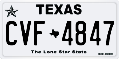 TX license plate CVF4847