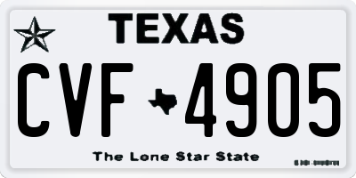 TX license plate CVF4905