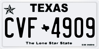 TX license plate CVF4909
