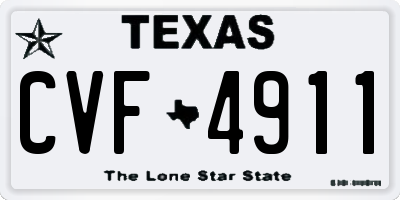 TX license plate CVF4911