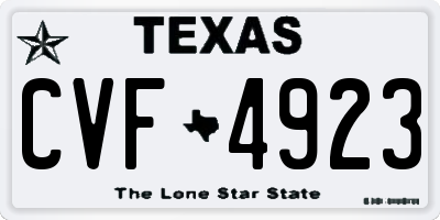 TX license plate CVF4923