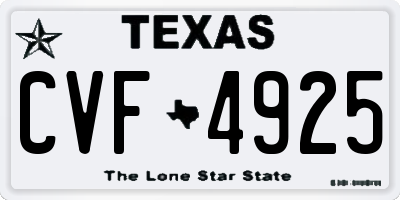TX license plate CVF4925