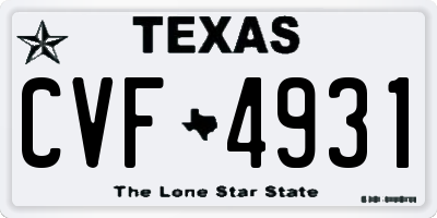 TX license plate CVF4931