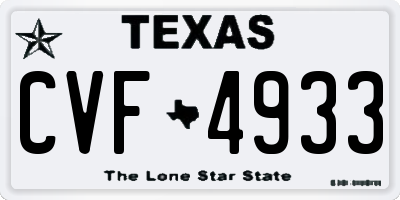 TX license plate CVF4933