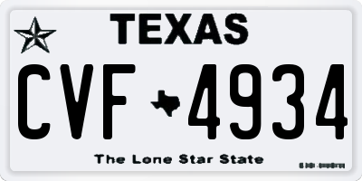 TX license plate CVF4934