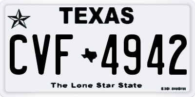 TX license plate CVF4942