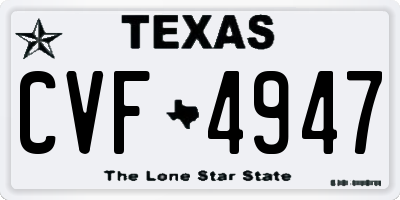 TX license plate CVF4947