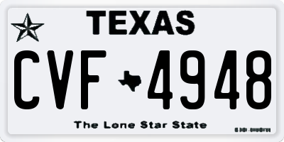 TX license plate CVF4948