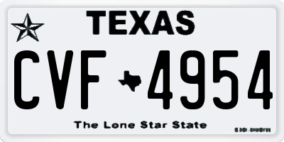 TX license plate CVF4954
