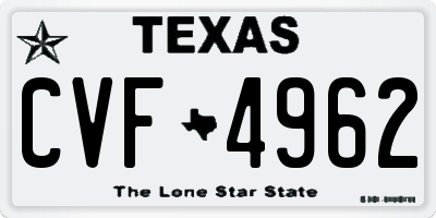 TX license plate CVF4962