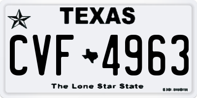 TX license plate CVF4963