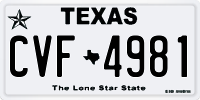 TX license plate CVF4981