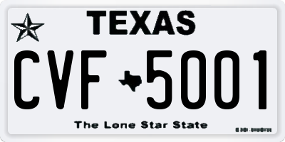 TX license plate CVF5001