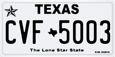 TX license plate CVF5003