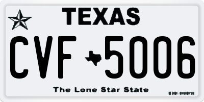 TX license plate CVF5006