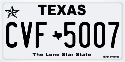 TX license plate CVF5007