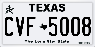 TX license plate CVF5008