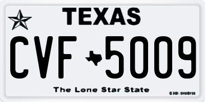 TX license plate CVF5009